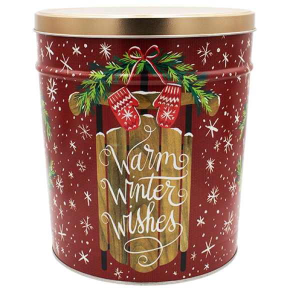 Warm Winter Wishes 6.5 Gallon Tin